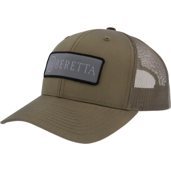 Beretta Cap Sdy Trucker Rect Patch Mesh Back Dark Green, BC018T16750716, 082442941615