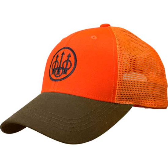 Beretta Cap Upland Trucker Blaze Mesh Back Orange/Tobacco, BC641T15150850, 082442899879