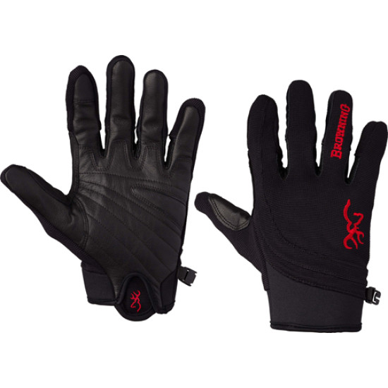 Browning Ace Shooting Gloves Medium Black/Red Trim, 3070207102, 023614951735