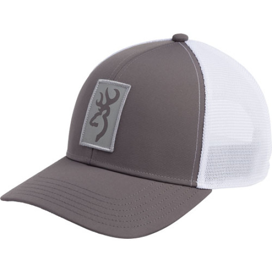 Browning Cap Beacon Logo Gray W/Rectangle Patch Adj, 308734691, 023614951070