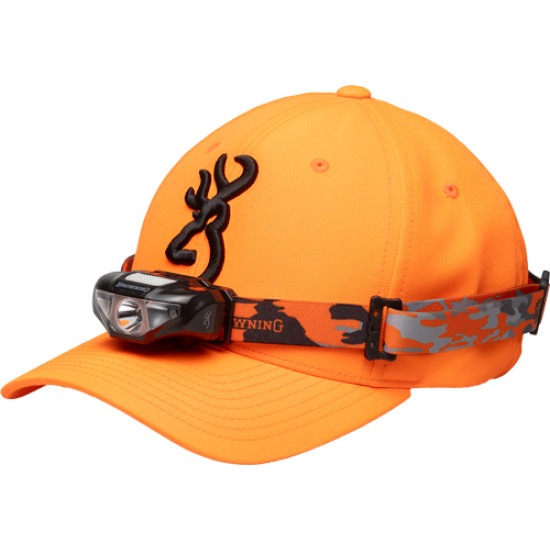 Browning Cap/Headlamp Combo Blaze Org W/100 Lumen Light, 3713014, 023614992011