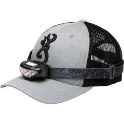 Browning Cap/Headlamp Combo Gray/Blk W/100 Lumen Light