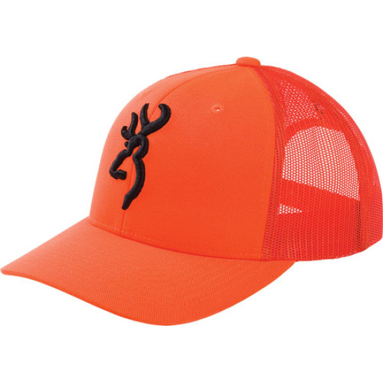 Browning Cap Proof Blazeorange W/Buckmark Mesh Back Mid Prfle, 308388011, 023614966203