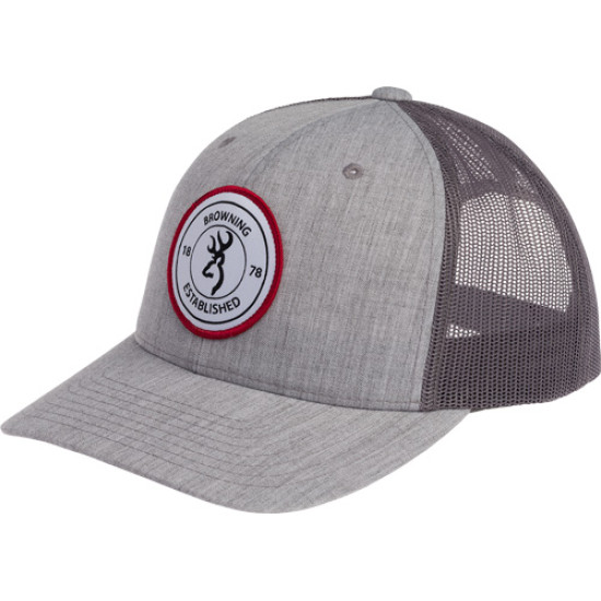 Browning Cap Scout Logo Heathr Gray W/Circle Patch Logo Adj, 308664691, 023614950103