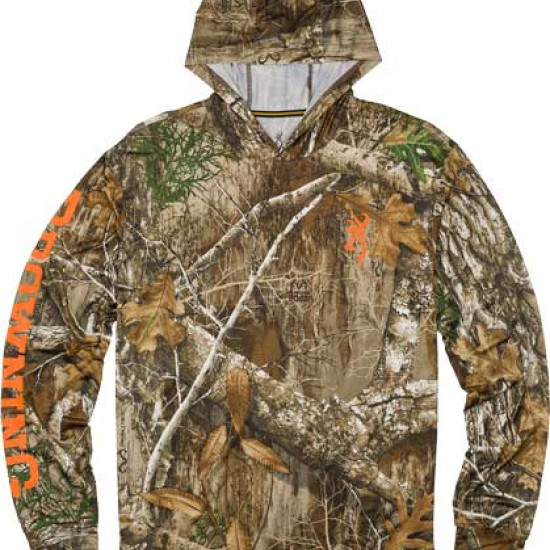 Browning Hooded L-Sleeve Tech T-Shirt Realtree Edge X-Large, 3010726004, 023614956334