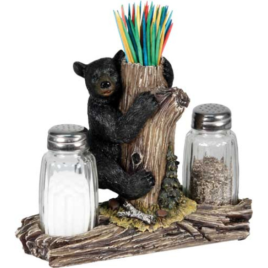 Rivers Edge Bear Holding Glass Salt & Pepper Shakers W/Thtpck, 534, 643323534007