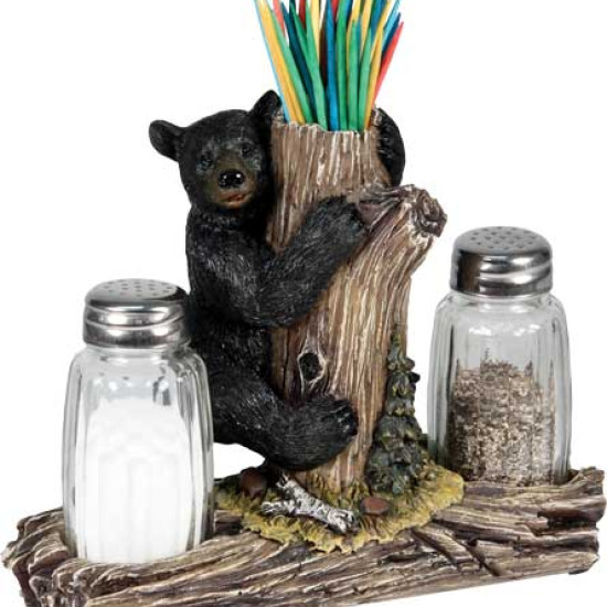 Rivers Edge Bear Holding Glass Salt & Pepper Shakers W/Thtpck, 534, 643323534007