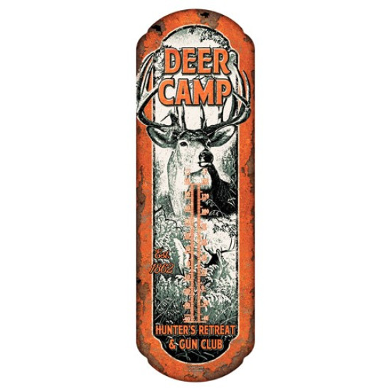 Rivers Edge Thermometer Deer Camp Tin, 1294, 643323129401