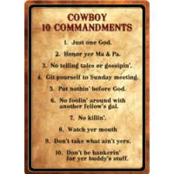 Rivers Edge Sign 12"X17" "Cowboy 10 Commandments"