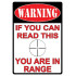 Rivers Edge Tin Sign "You Are In Range" 12"X17"