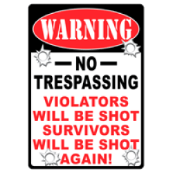 Rivers Edge Warning Sign "No Trespassing..." 12"X17"