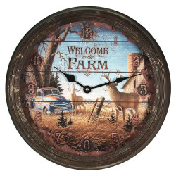 Rivers Edge Deer Nostalgic Metal Clock 15"