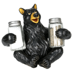 Rivers Edge Bear Holding Glass Salt & Pepper Shakers