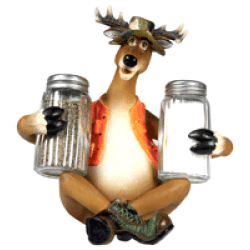 Rivers Edge Deer Holding Salt & Pepper Shakers