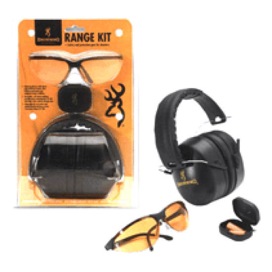 Browning Range Kit Eye/Hearing Protection Black, 126368, 023614038009