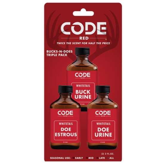 Code Red Deer Lure Bucks-N- Does Triple Pack 2Fl Oz/Ea, OA1326, 707114013260