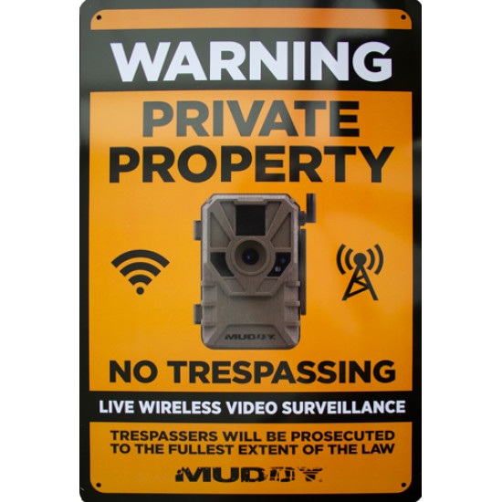 Muddy Live Wireless Video Surveillance Sign 8"X12" 1Ea, MUD-SIGN-LWVS, 888151028957