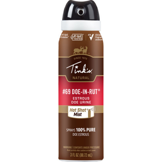 Tinks Deer Lure #69 Doe-In-Rut Hot Shot Mist 3Oz. Aerosol, W5310, 049818212199