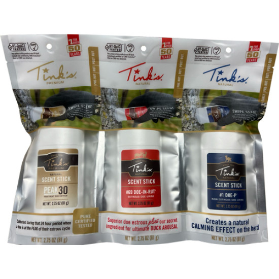 Tinks Deer Lure Scent Sticks 3Pc. Value Pack All Season, W6233, 049818218207