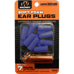 Walkers Ear Plugs Soft Foam 32Db 7-Pair Blue W/Carry Case