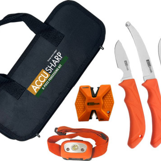 Accusharp 6-Piece Processing Kit W/Sharpener & Headlamp, 738C, 015896007385