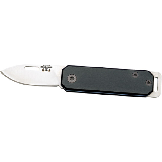 Bear & Son Slip Joint Folder 1.5" Black/Ss Alumimun Handle, 109BK, 730153011096