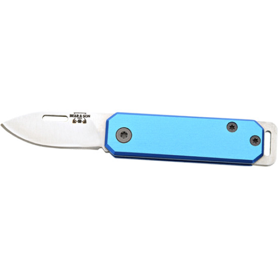 Bear & Son Slip Joint Folder 1.5" Blue/Ss Alumimun Handle, 109BL, 730153021095