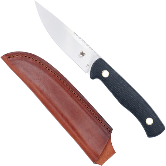 Cobratec Koonsman 4" Fixed Bld Black D2 W/Leather Sheath, CTKMNBLK, 099654046717