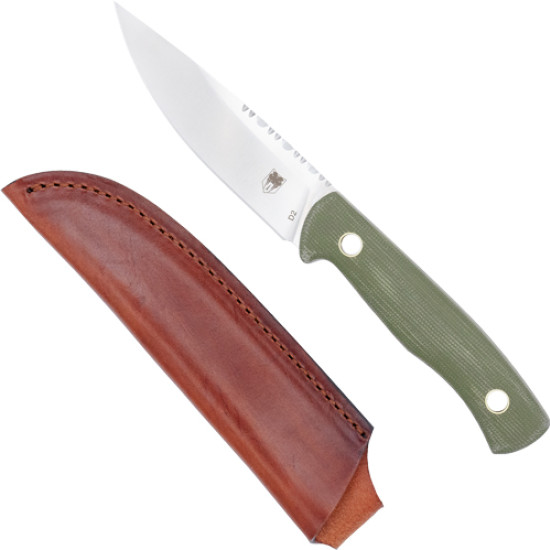 Cobratec Koonsman 4" Fixed Bld Od Green D2 W/Leather Sheath, CTKMNODG, 099654046724