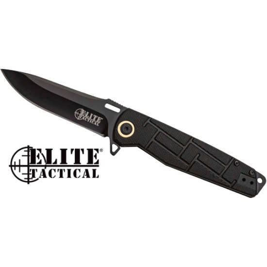 Mc Elite Tactical Readiness 3.5" Drop Point Folding Blk/Blk, ETA001BK, 805319431251