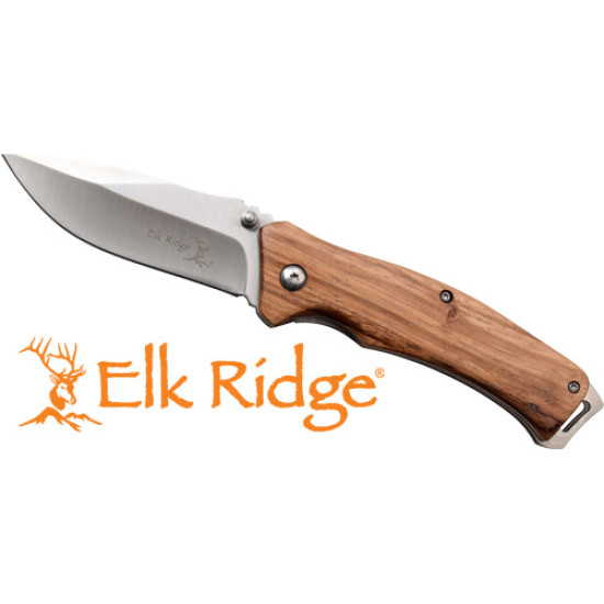 Mc Elk Ridge Traverse 3.1" Drop Point Folding Zebra Wood/Ss, ERA936ZW, 805319409915