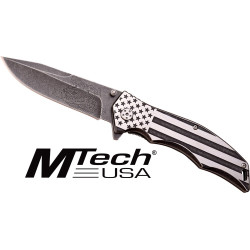 Mc Mtech 3.75" Drop Point Folder Black/White Flag Ss