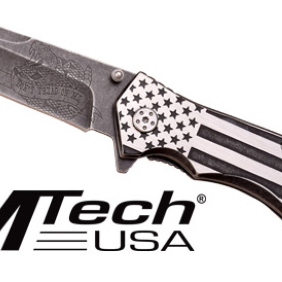 Mc Mtech 3.75" Drop Point Folder Black/White Flag Ss, MXA849AS, 805319098126