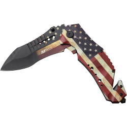 Mc Mtech 3.75" Drop Point Folder W/Cutter Us Flag/Ss