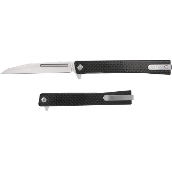 Ocaso Knives Solstice 3.4"Folding Carbon Fiber/Satin Wharncliffe, 8WFS, 850042713266