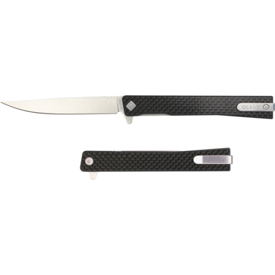 Ocaso Knives Solstice 3.5"Folding Carbon Fiber/Satin Straight, 10CFS, 850042713006