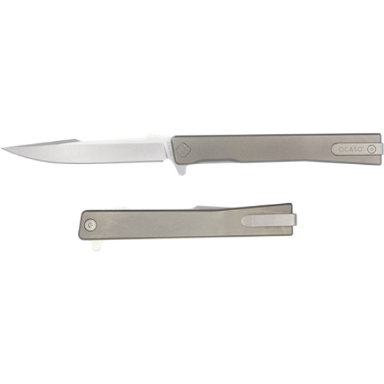 Ocaso Knives Solstice 3.5"Folding Titanium/Satin Harpoon, 9HTS, 850042713242