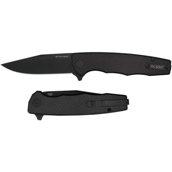 Ocaso Knives Strategy 3.5" Folding Carbon Fiber/G-10 Black D2, 29BCB, 850042713372