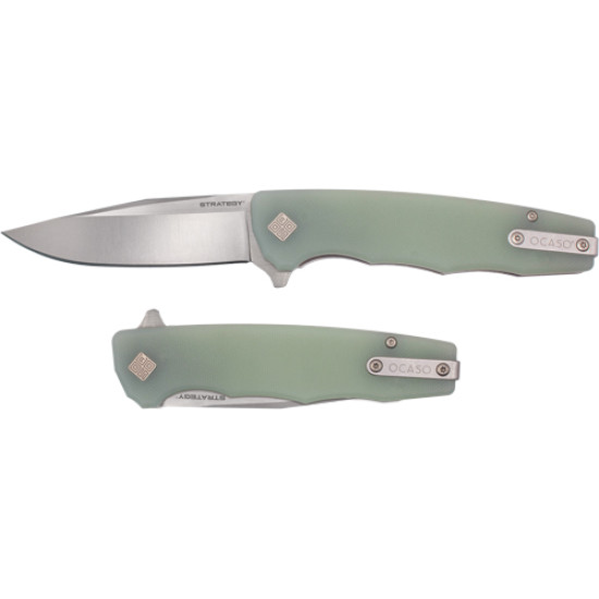 Ocaso Knives Strategy 3.5" Folding Jade G-10/Satin D2, 29JGD, 850042713044