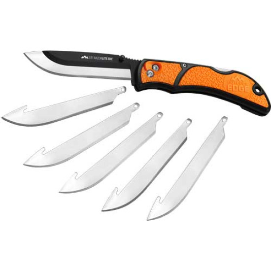 Outdoor Edge 3.5" Razor Lite Edc Folder Orange W/6 Blades, RLB30C, 743404301518