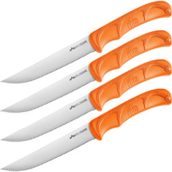 Outdoor Edge 5" Steak Knives 4-Pack Orange Handle Clam Pack