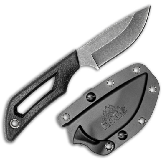 Outdoor Edge Pivot 2.5" Fixed Dp Pnt Blck/Stnwsh Ss W/Sheath, PKDP1C, 743404202310