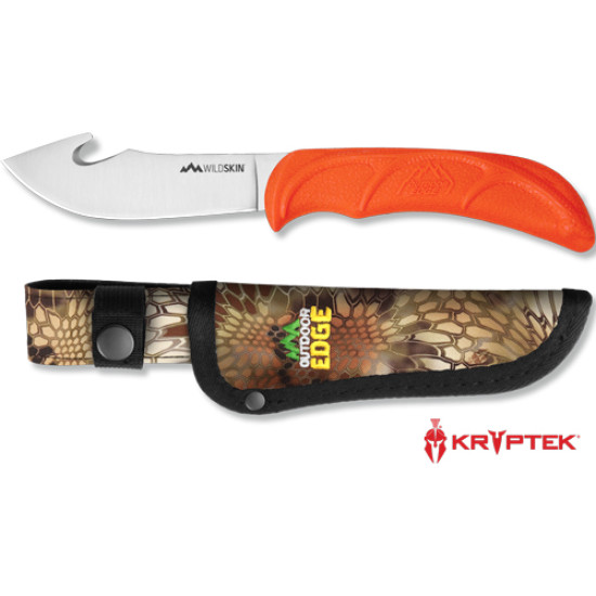 Outdoor Edge Wild Skin 4.0" Guthook Knife W/ Mo Sheath, WS10C, 743404201528