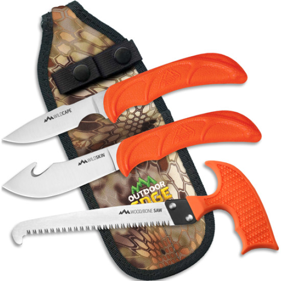 Outdoor Edge Wildguide 3 Piece Hunting Combo W/Krypek Sheath, WG10C, 743404401911