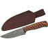 Szco Rite Edge 4" Red Twisted Wood Hunter Damascus W/Sheath