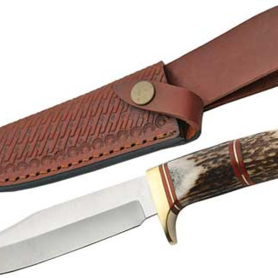 Szco Steel Stag 5.75" Steel Wolf Stag Hunter W/Sheath, SS3318, 801608033182