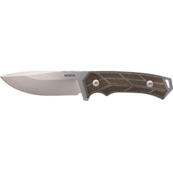 Woox Knife Rock 62 Fixed Blade 4.25" Grey Micarta Engraved!, BUKNF00108, 810069390833