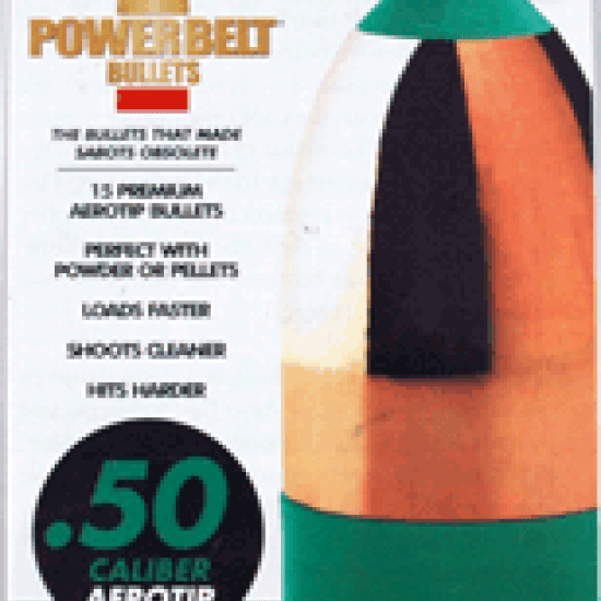 CVA Powerbelt At Bullets .50 Caliber 245Gr 15Ct, AC1589AT, 043125125890