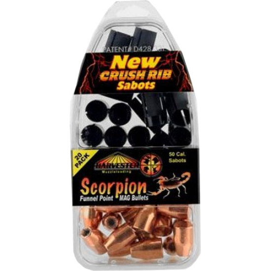 Harvester Scorpion 50 Cal. 240Gr .451 Funnel Point 20Pk, H65240, 743491652401