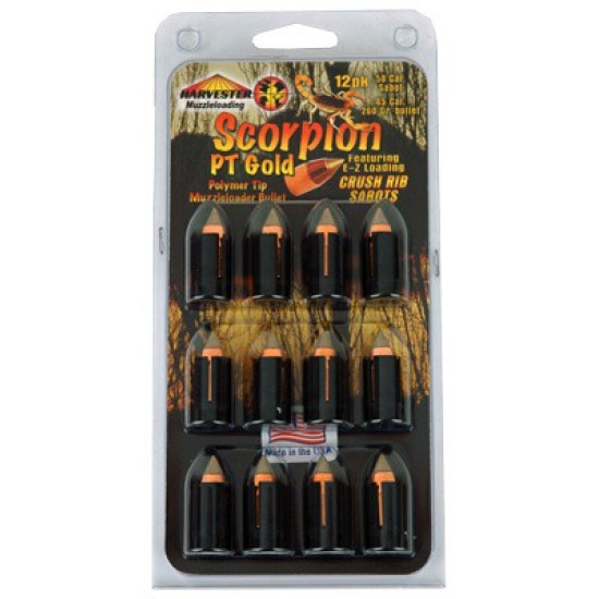 Harvester Scorpion 50 Cal. 260Gr .451 Poly Tip Sabot 12Pk, H14026, 743491140267